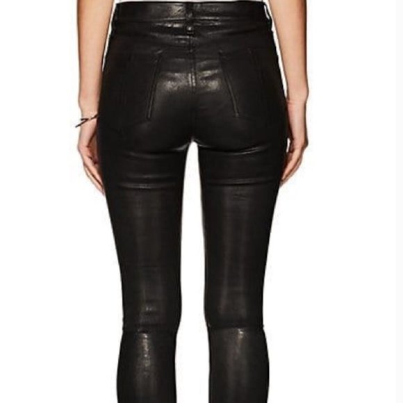 Rag & Bone Black Leather Skinny Pants Size 24 - Picture 2 of 5